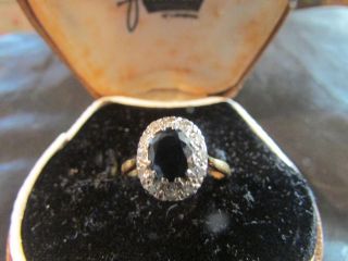 Stunning Art Deco Quality 18ct Gold,  Plat,  Sapphire & Diamond Ring