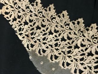 Antique Fabric Border Trim Victorian Net Lace Embroidered Craft C1885