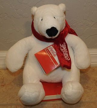 Coca - Cola White Polar Bear Plush Toy Red Stuffed 2011 Coke 9 " With Tags/box