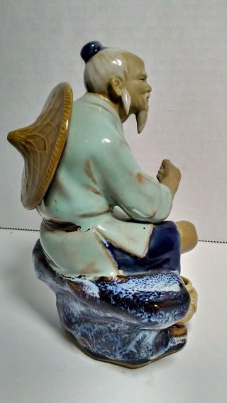 Vintage Shiwan Artistic Ceramic Factory Mudman Chinese Fisherman Figurine 3
