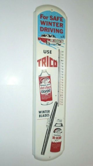 Vintage 50`s Trico Wiper Blades Metal Advertising Wall Thermometer Sign Nm