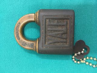 Vintage Yale & Towne Padlock Y & T Antique Brass Lock With Key And Chain