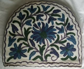 Vintage Hand Embroidered Tea Cozy Cover Crewel Wool Embroidered Floral