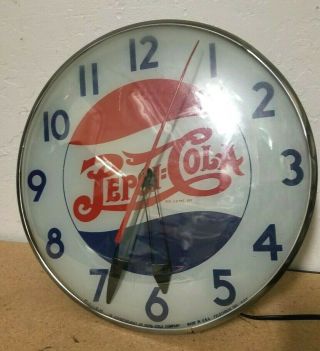 1950s Vintage Pepsi - Cola Light - Up Advertising Wall Clock (pc - 1 G - 44) Made In Usa