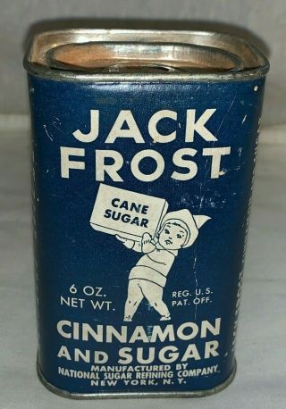 ANTIQUE JACK FROST CINNAMON SUGAR SPICE TIN VINTAGE COUNTRY STORE CAN GROCERY 3