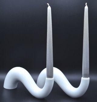 Pair Vintage Mid Century Modern Rosenthal Studio Line Wave Candlestick Holders