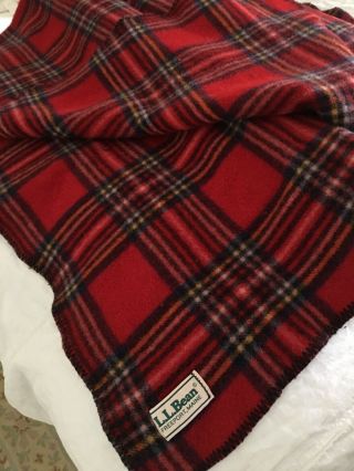 Vintage Ll Bean Red Plaid Wool Blanket 60” X 80”