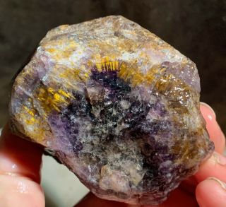 Rare Cacoxenite In Amethyst Crystal