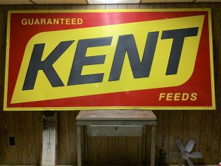 Vintage Old Kent Feeds Embossed Wood Frame Sign Huge 8 Foot Farm Mill