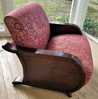 Vintage Chinese Art Deco Rosewood Club Chair Rare 1 Of 2 - Pc.  Set