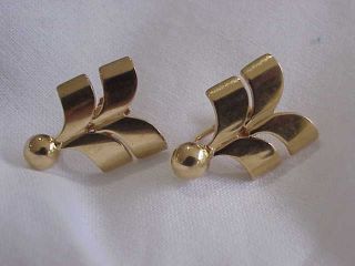 Tiffany & Co Art Deco 14k Solid Gold Chevron Design Earrings Non - Pierced
