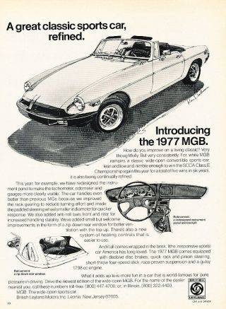 1977 Mg Mgb - Refined - Classic Vintage Advertisement Ad D47