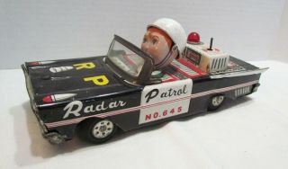 Radar Patrol No.  645 Vintage Tin Litho Friction Police Car Made In Japan By A.  I.