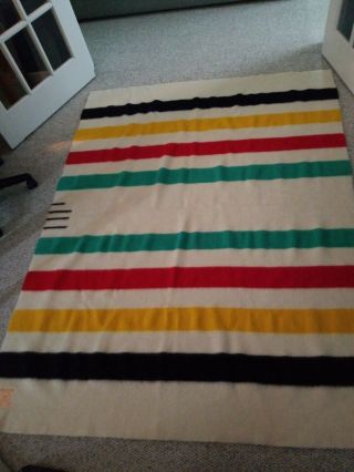Vintage 1670 Hudson’s Bay Inc 3.  5 Point Blanket Wool Blanket,  Cleaned