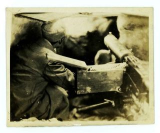 Chinese Machine Gunner In Old Shanghai China Vtg 1932 Snapshot Photo