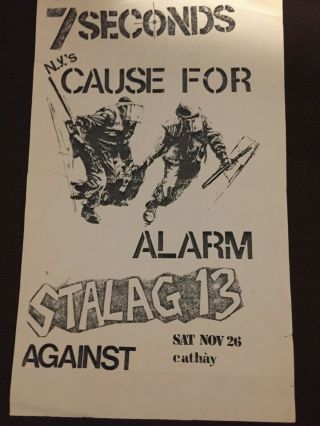 Cause For Alarm 7 Seconds Stalag 13 Flyer Punk Hardcore 1983