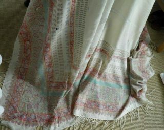 Antique 19thc Printed Fine Wool & Silk Paisley Shawl /fragmented /projects Only