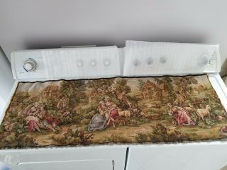 Antique Vintage Gobelin Wall Tapestry Baroque Romantic Scene Art 52 " X19 "