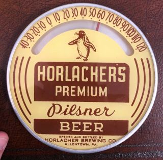 Vintage Horlacher’s Premium Beer Glass Thermometer Old Stock Rare Find