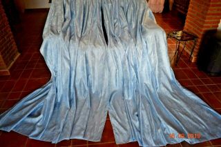 Vintage Massive Pair French Blue Satin Boudoir Curtains