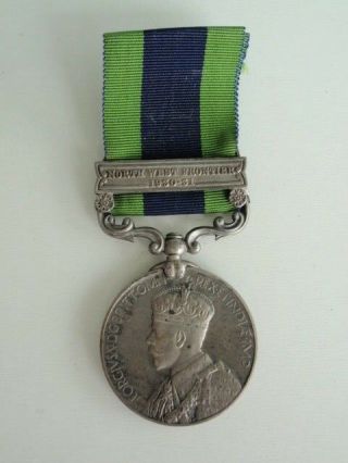 Great Britain India General Service Medal W/ Bar Silver/gilt Named.  Rare Vf,  1