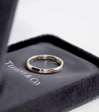 Tiffany & Co Diamond Wedding Band Ring 18k White Gold Size 6.  5