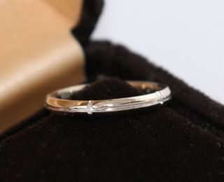 Tiffany & Co Diamond Wedding Band Ring 18k White Gold Size 6.  5 2
