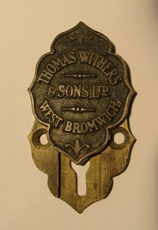 Vintage Thomas Withers & Sons Ltd.  Sliding Brass Safe Escutcheon.