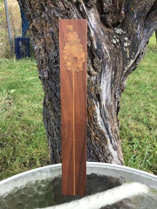 Large Mid Century Roger Sloan Fine Wood Craft Twig/weed Wall Vase Inlay Inlaid
