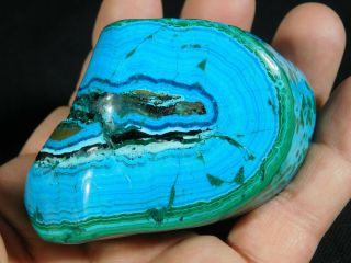 A Big Polished Chrysocolla Stalagmite With Malachite From The Congo 251gr E
