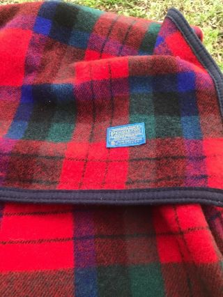 Pendleton Wool Blanket Queen Tartan Plaid Red Blue Green Buffalo 88x90 2