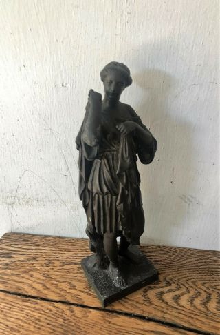 Vintage Antique Bronze Patina Statue Sculpture Figure - Greek Lady,  Woman - 11 "