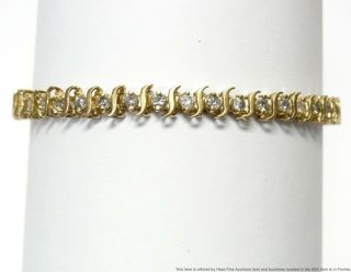 Approx 4ctw Diamond 14k Gold Bracelet S Link Tennis 11gr For Larger Wrist 7.  75in