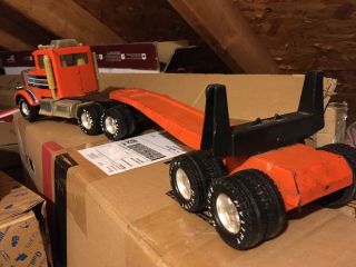 Vintage Nylint Semi Truck Freightliner Tractor Trailer Log Transporter Metal Toy