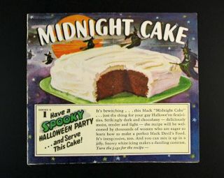 Vtg 1940s Betty Crocker Gold Medal Flour Halloween Midnight Cake Recipe Booklet