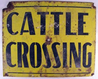 Vintage Cattle Crossing Tin Sign Farm Agriculture Animals
