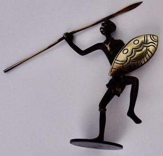 Richard Rohac (hagenauer),  Austria Bronze: African With Shield And Spear