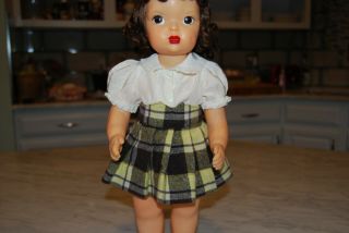 Vintage Terri Lee Doll Clothing - Terri Lee Plaid Wool Skirt & Satin Lace Blouse
