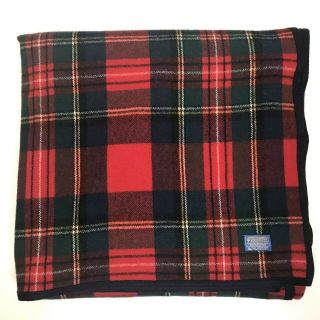 Vtg Pendleton Wool Blanket Tartan Plaid Queen Made Usa Bright Colors Dry Cleaned