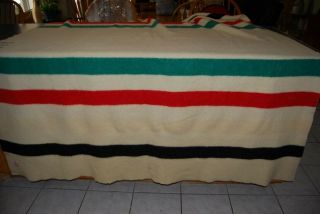 Vintage Hudson Bay 4 Point Wool Blanket Early Red Label 71 " X86 ".