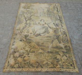 Large Vintage French Romantic Scene Tapestry 186x119cm (a555)
