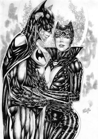 Batman,  Catwoman (11 " X17 ") By Claudio Ferreira - Ed Benes Studio