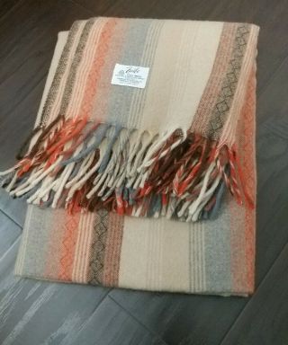 Faribo Wool Throw Blanket 100 Wool Usa Made 54 " ×50 " With Fringe
