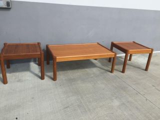Domino Mobler Set Of 3 Mid Century Modern Danish Teak Sofa Table & Side Tables