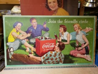 Vintage 1954 Coca Cola Cardboard Sign Antique Soda Fountain Diner