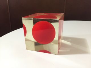 Cube/cubo Sculpture (7x7cm) – Enzo Mari,  Danese Milano,  Mid Century Style – Red