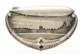 Rare Badge For The " Graf Zeppelin " Lz 127 Landing At Basel,  1930.