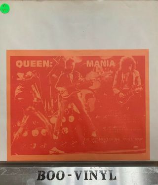 Queen Mania 12”vinyl Lp The Last Night Of The 77 U.  S Tour Miss Press Vg Con Rar