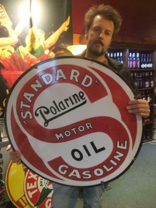 Standard Gasoline Dealer Gas Oil Sign Porcelain Sided Sign 2