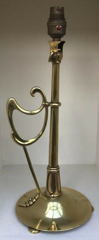 Stylish Antique Arts & Crafts Art Nouveau Brass Table Lamp